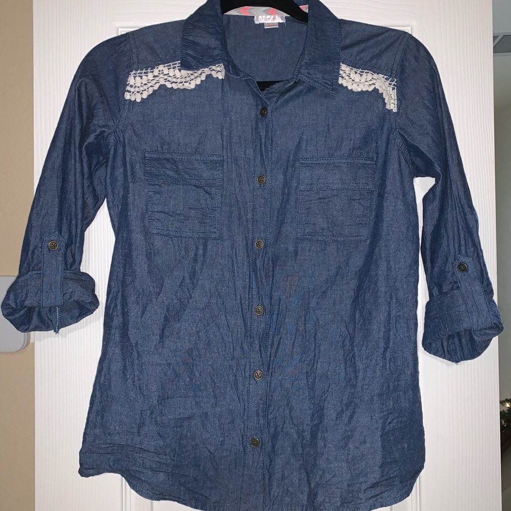 Denim Shirt with Lace back